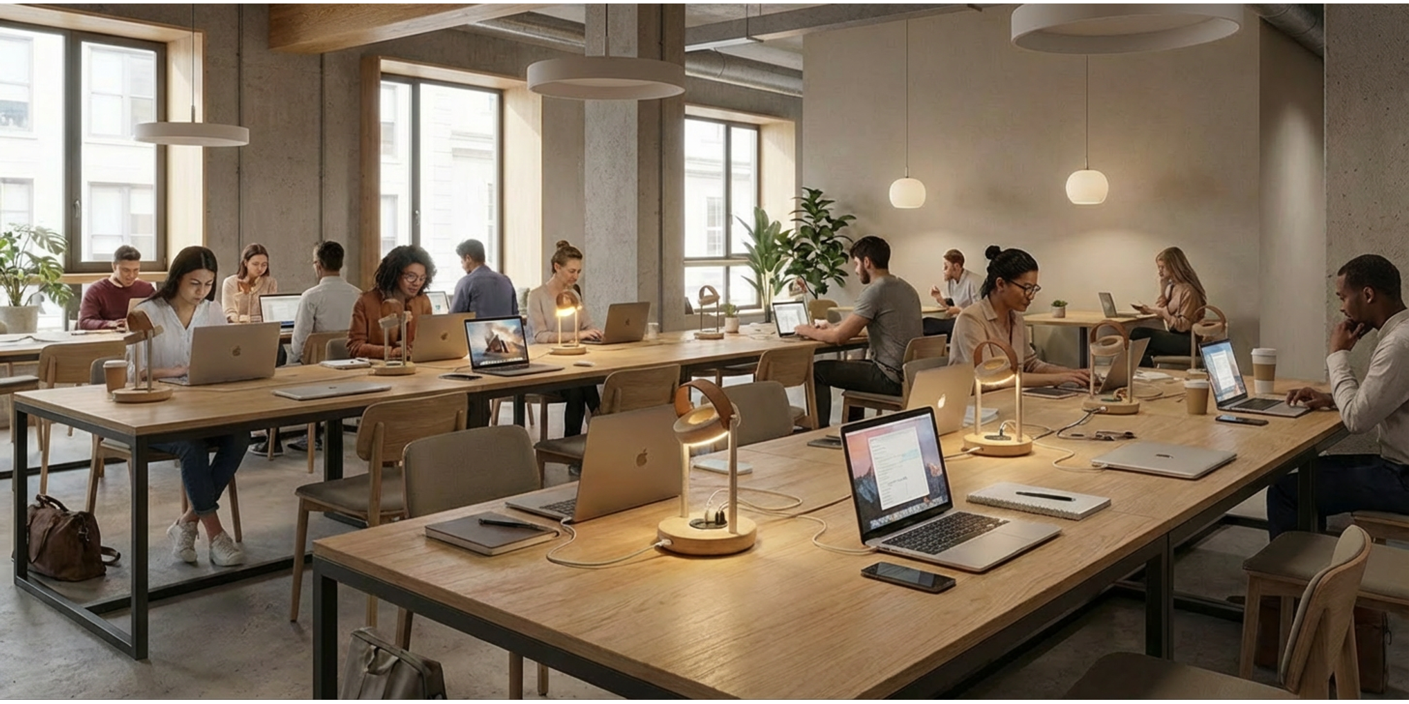 Candela table lamp in a library setting