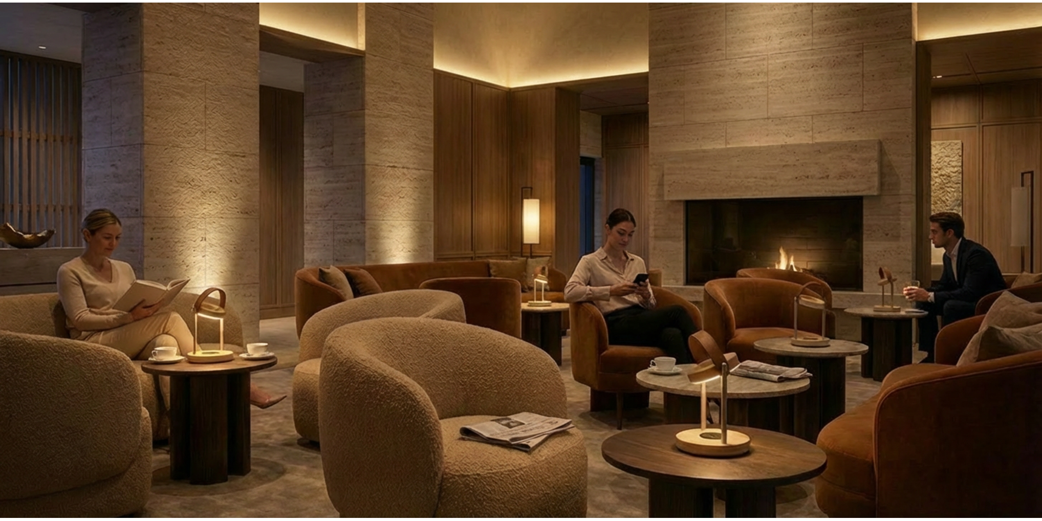 Candela lamp in lobby context